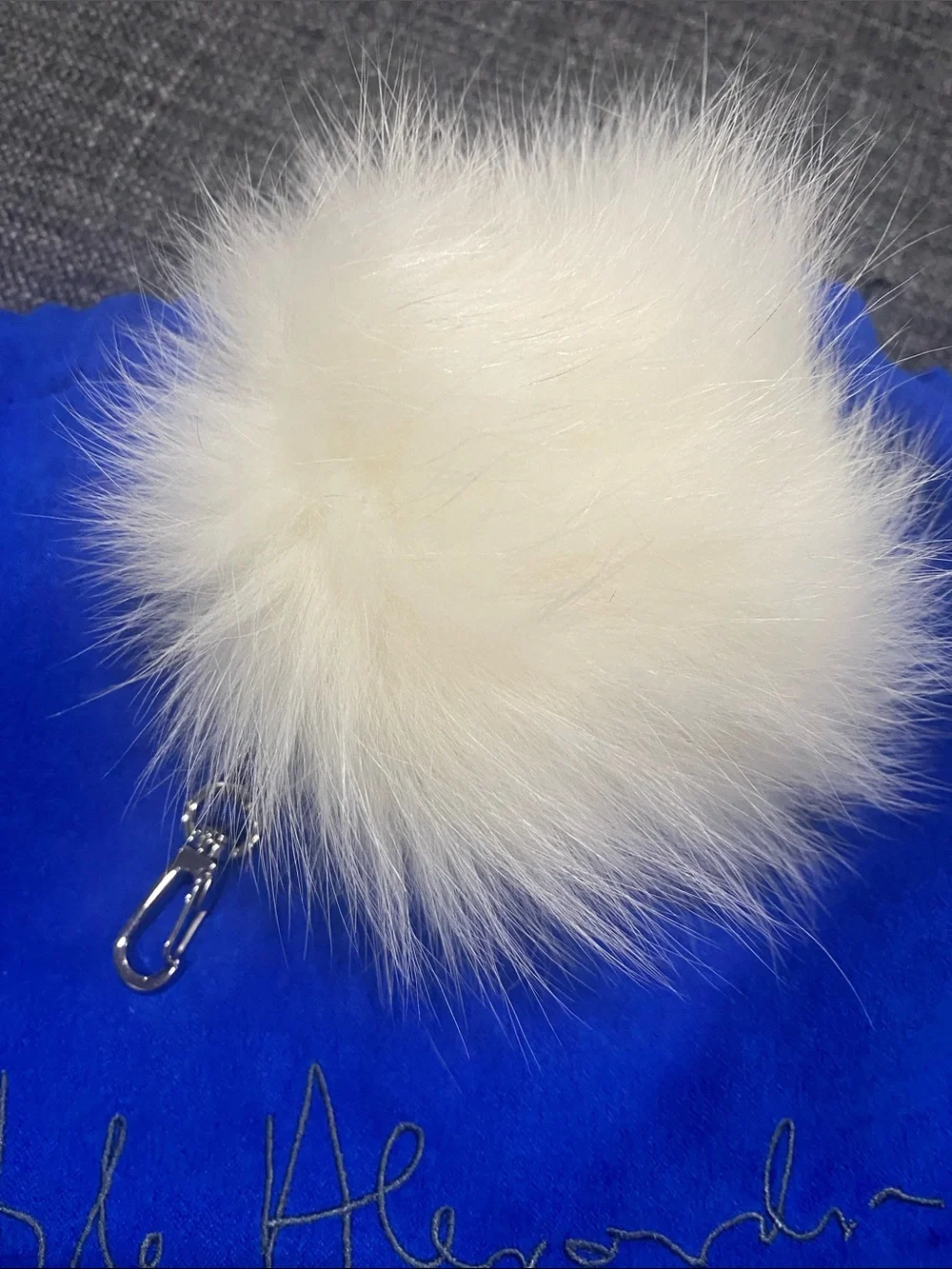 Tyler Alexandra Tyler Ellis White Fur Pom Pom Bag Charm w/ Dust Bag